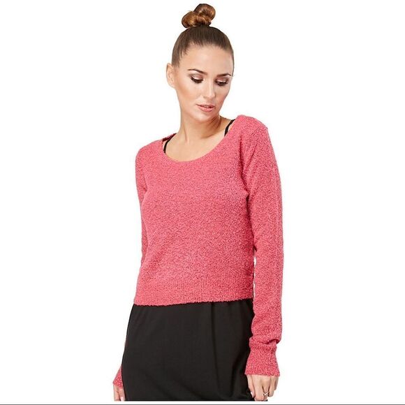 Noisy may Sweaters - Noisy May - Textured Crop Pink/Black Sweater